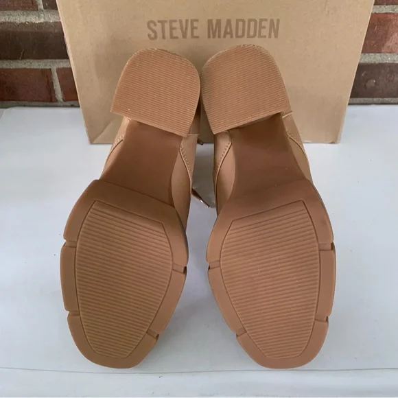 Steve Madden Womens Hani tan ankle Combat Lace-up Boots block heel US 10 M NEW - Picture 6 of 7